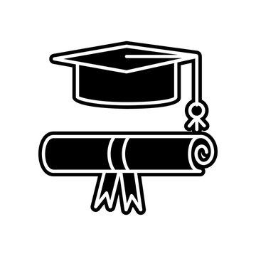 certificate and graduate cap icon. Element of education for mobile concept and web apps icon. Glyph, flat icon for website design and development, app development