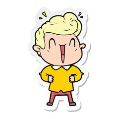 sticker of a cartoon excited man