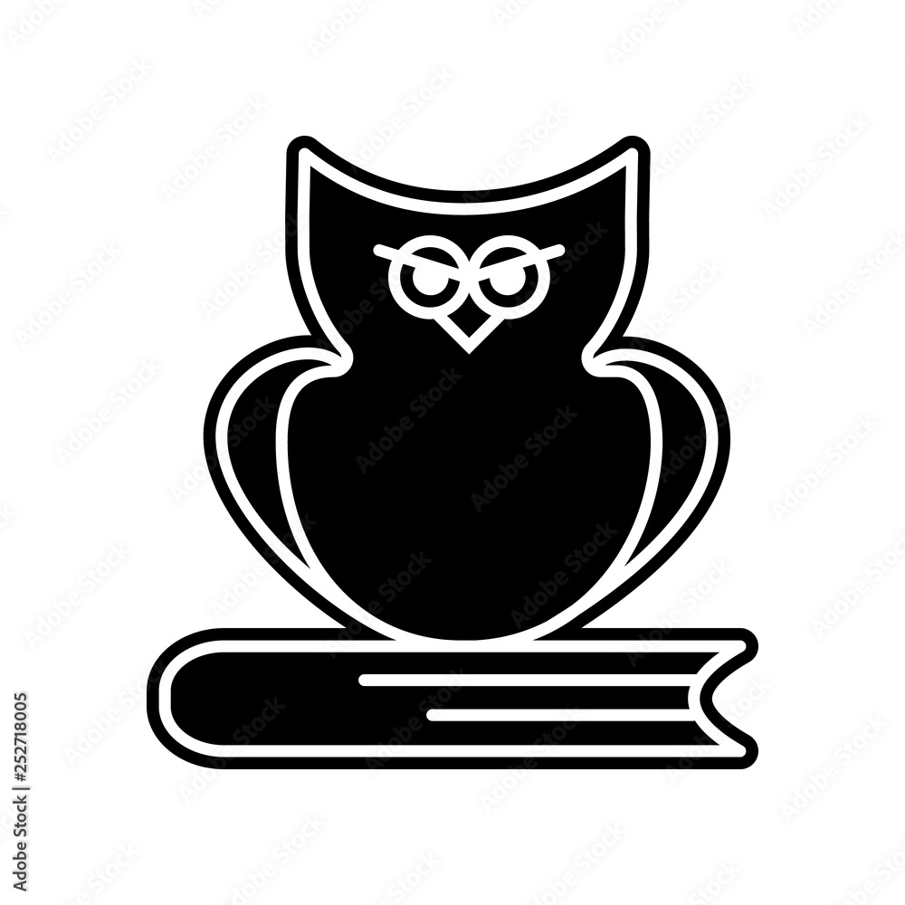 Aufkleber owl on the book icon. element of education for mobile concept and web apps icon. glyph, flat icon fo