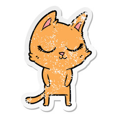 Obraz na płótnie Canvas distressed sticker of a calm cartoon cat