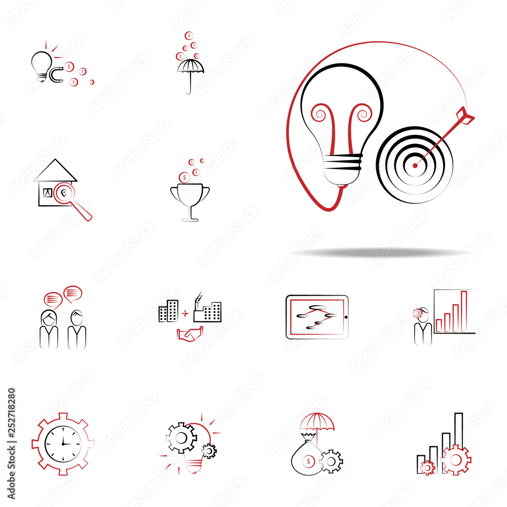 Poster goal in idea and target icon. business and management icons universal set for web and mobile