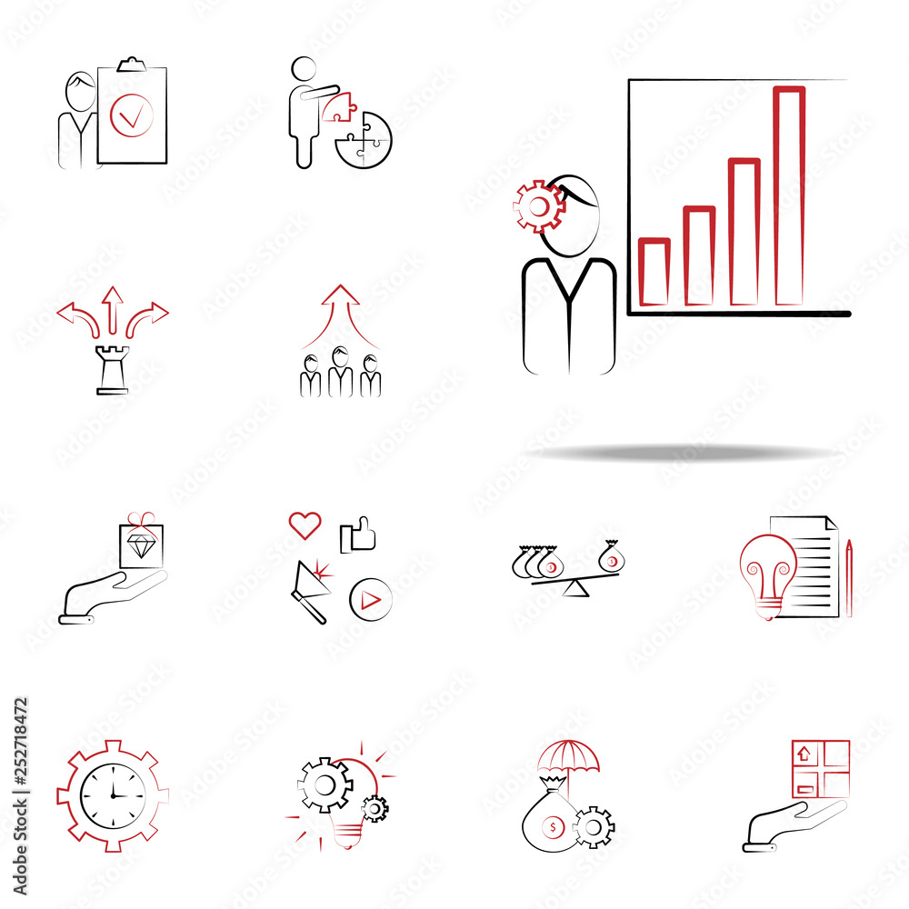 Poster presentation business plan chart icon. business and management icons universal set for web and mobil