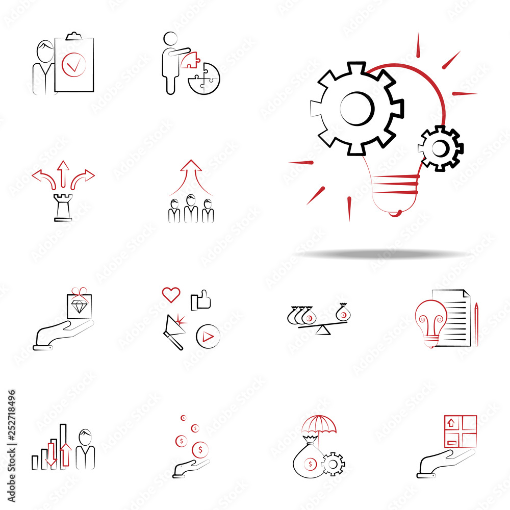 Aufkleber project management idea icon. business and management icons universal set for web and mobile