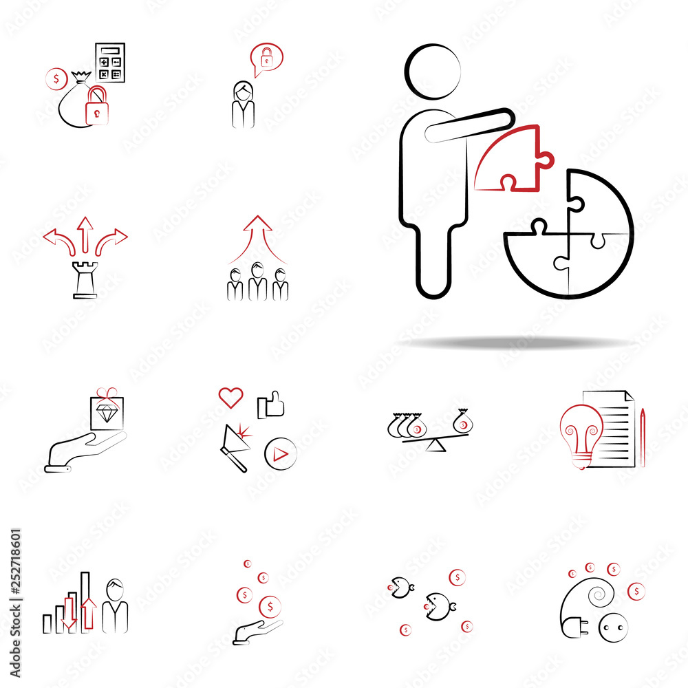 Aufkleber management solution puzzle icon. business and management icons universal set for web and mobile