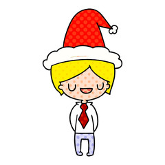 christmas cartoon of kawaii boy