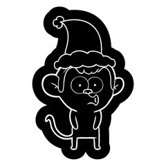 cartoon icon of a hooting monkey wearing santa hat