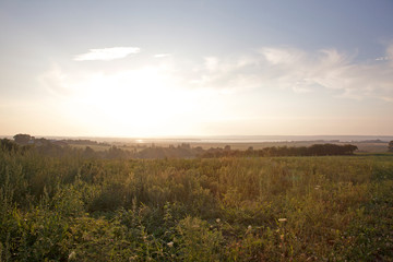 Obraz na płótnie Canvas Sunset over a meadow