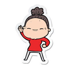 Obraz premium sticker of a cartoon peaceful old woman
