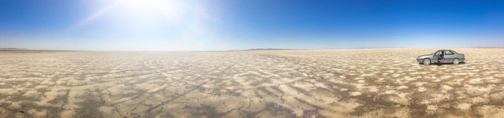 Lens effects with sunlight on landscape in Iran. Road trip to Tabriz in Iranian...