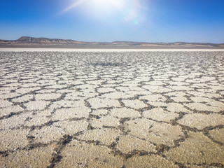 Lens effects with sunlight on landscape in Iran. Road trip to Tabriz in Iranian...