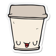 sticker of a cartoon coffee cup