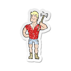retro distressed sticker of a cartoon lumberjack