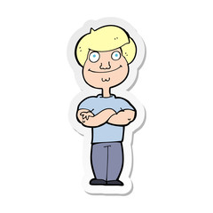 sticker of a cartoon happy man