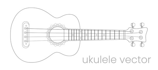 Ukulele guitar illustration. Music instrument. Vector line sketch - obrazy, fototapety, plakaty