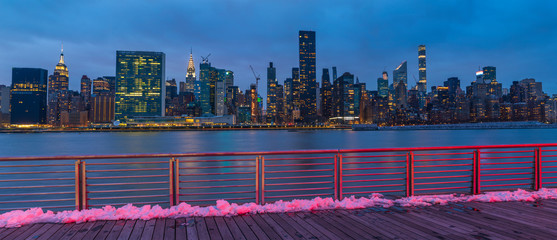 Gantry Plaza Park in the Long Island City in winter.