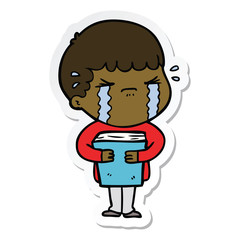 sticker of a cartoon man crying