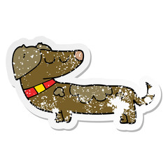 distressed sticker of a cartoon dog