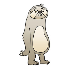 quirky gradient shaded cartoon sloth