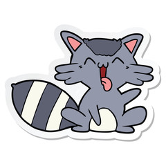 sticker of a cute cartoon raccoon