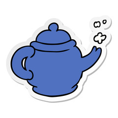 sticker cartoon doodle of a blue tea pot