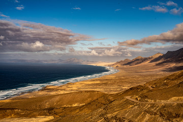 sunset in mountains - view ocen - cofete beach
