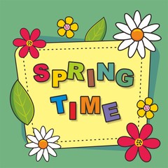 Colorful card template with flower decoration 