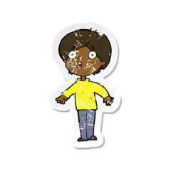 retro distressed sticker of a cartoon surprised man