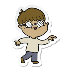 sticker of a cartoon boy wearing spectacles