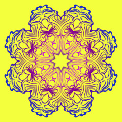 Modern Geometric Ornament. Floral Style. Artdeco. Vector Illustration For Design. Yellow, purple color