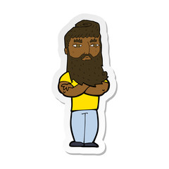 sticker of a cartoon serious man with beard