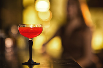 Delicious cocktail on a bar counter
