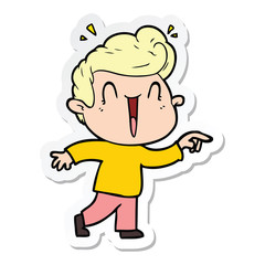 sticker of a cartoon excited man