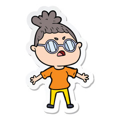 sticker of a cartoon annoyed woman