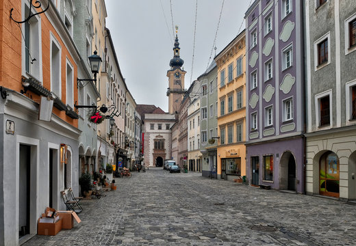 Linz, Austria. City center of Linz in wintertime.