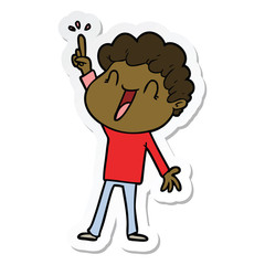 sticker of a cartoon happy man