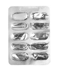 used pill packaging isolated on white background