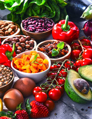 Assorted organic food products on the table
