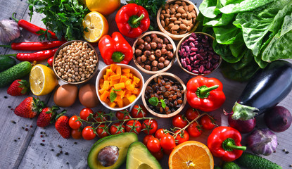 Assorted organic food products on the table