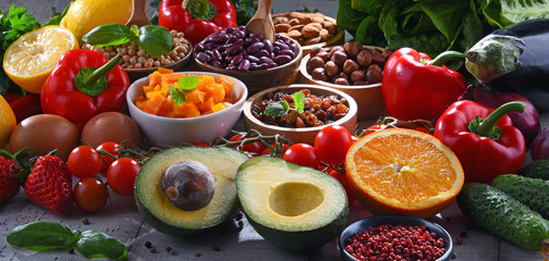 Assorted organic food products on the table