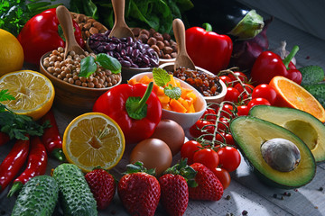 Assorted organic food products on the table