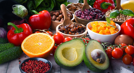 Assorted organic food products on the table