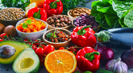 Assorted organic food products on the table