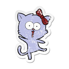 distressed sticker of a cartoon cat