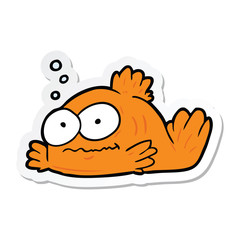 sticker of a cartoon goldfish