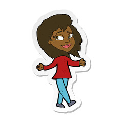 sticker of a stress free woman cartoon