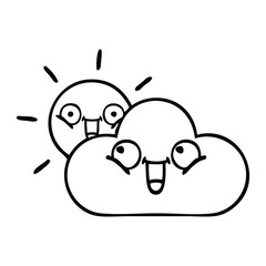 line drawing cartoon sunshine and cloud