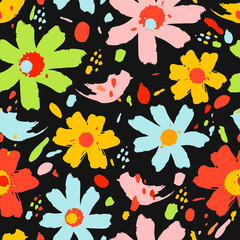 Flower pattern with flowers. Hand drawn vector illustration for your design card.