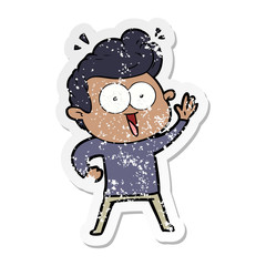 distressed sticker of a cartoon staring man