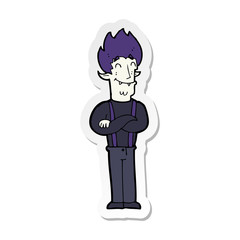 sticker of a cartoon happy vampire man