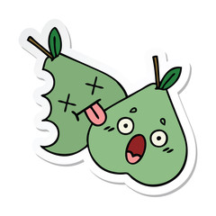 sticker of a cute cartoon green pear